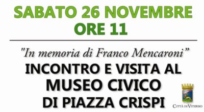 In memoria di Franco Mencaroni, sabato 26 novembre incontro al museo civico