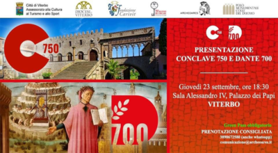 750 anni dal primo Conclave della storia e i 700 anni dalla morte di Dante Alighieri: giovedì 23 settembre la presentazione degli eventi