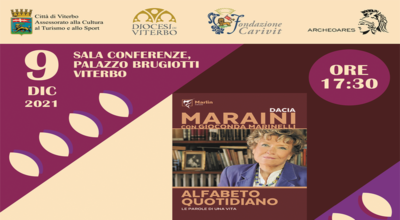 Giovedì 9 dicembre alle 17.30 presso la Sala Conferenze del Palazzo Brugiotti incontro con Dacia Maraini