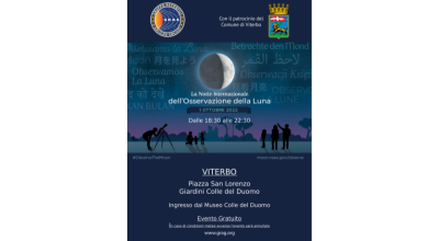1 ottobre, la Notte internazionale dell’osservazione della Luna. Appuntamento ai giardini del Colle del Duomo, dalle 18,30 alle 22,30
