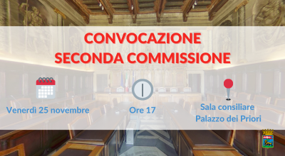 Seconda commissione consiliare in seduta oggi venerdì 25 novembre alle ore 17