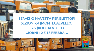 Servizio navetta per elettori sezioni 64 (Montecalvello) e 65 (Roccalvecce) giorni 12 e 13 febbraio