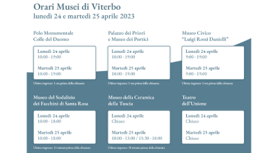 Orari Musei di Viterbo 24 e 25 aprile