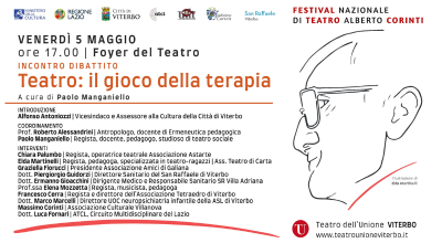 Festival nazionale Alberto Corinti, venerdì 5 maggio alle 17 l’incontro dibattito “Teatro: il gioco della terapia”