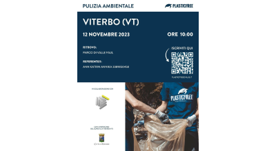 Comune di Viterbo e Plastic free, insieme per la tutela ambientale. Domenica 12 novembre alle ore 10, appuntamento al parco di Valle Faul