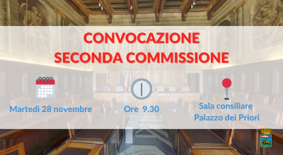 Seconda commissione in riunione domani 28 novembre alle ore 9.30