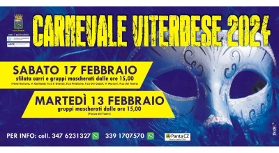 Carnevale Viterbese, causa maltempo rinviata sfilata carri di domani 10 febbraio a sabato 17. Confermato appuntamento di martedi 13 febbraio a piazza del Teatro