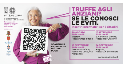 Conferenza stampa per la campagna di sensibilizzazione contro le truffe agli anziani. Martedì 20 agosto, ore 11- sala consiliare di Palazzo dei Priori