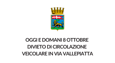 Oggi e domani 8 ottobre divieto di circolazione veicolare in via Vallepiatta