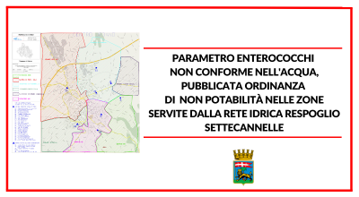 Parametro enterococchi non conforme nell’acqua, pubblicata ordinanza di non potabilità nelle zone servite dalla rete idrica respoglio Settecannelle