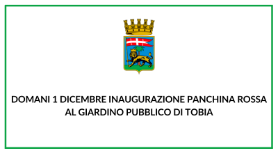 Domani 1 dicembre inaugurazione panchina rossa al giardino pubblico di Tobia