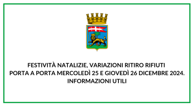 Festività natalizie, variazioni ritiro rifiuti porta a porta mercoledì 25 e giovedì 26 dicembre 2024. Informazioni utili